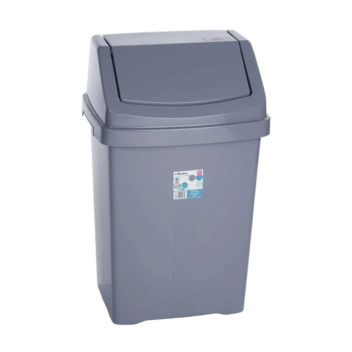 Wham Casa Silver Swing Bin 50 Litre Grey – 3
