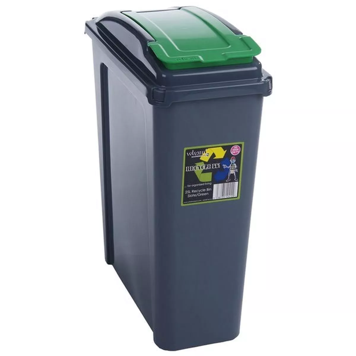 Wham Recycle It Green Slimline Bin & Lid 25 Litre – 1