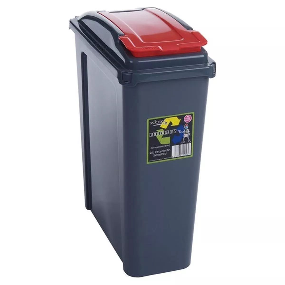 Wham Recycle It Red Slimline Bin & Lid 25 Litre – 6