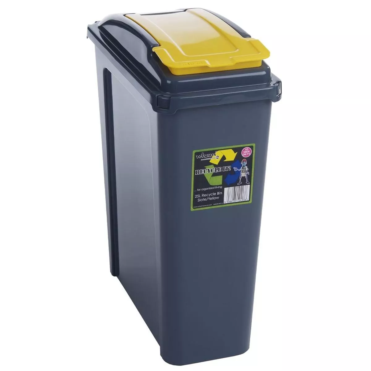 Wham Recycle It Yellow Slimline Bin & Lid 25 Litre – 1