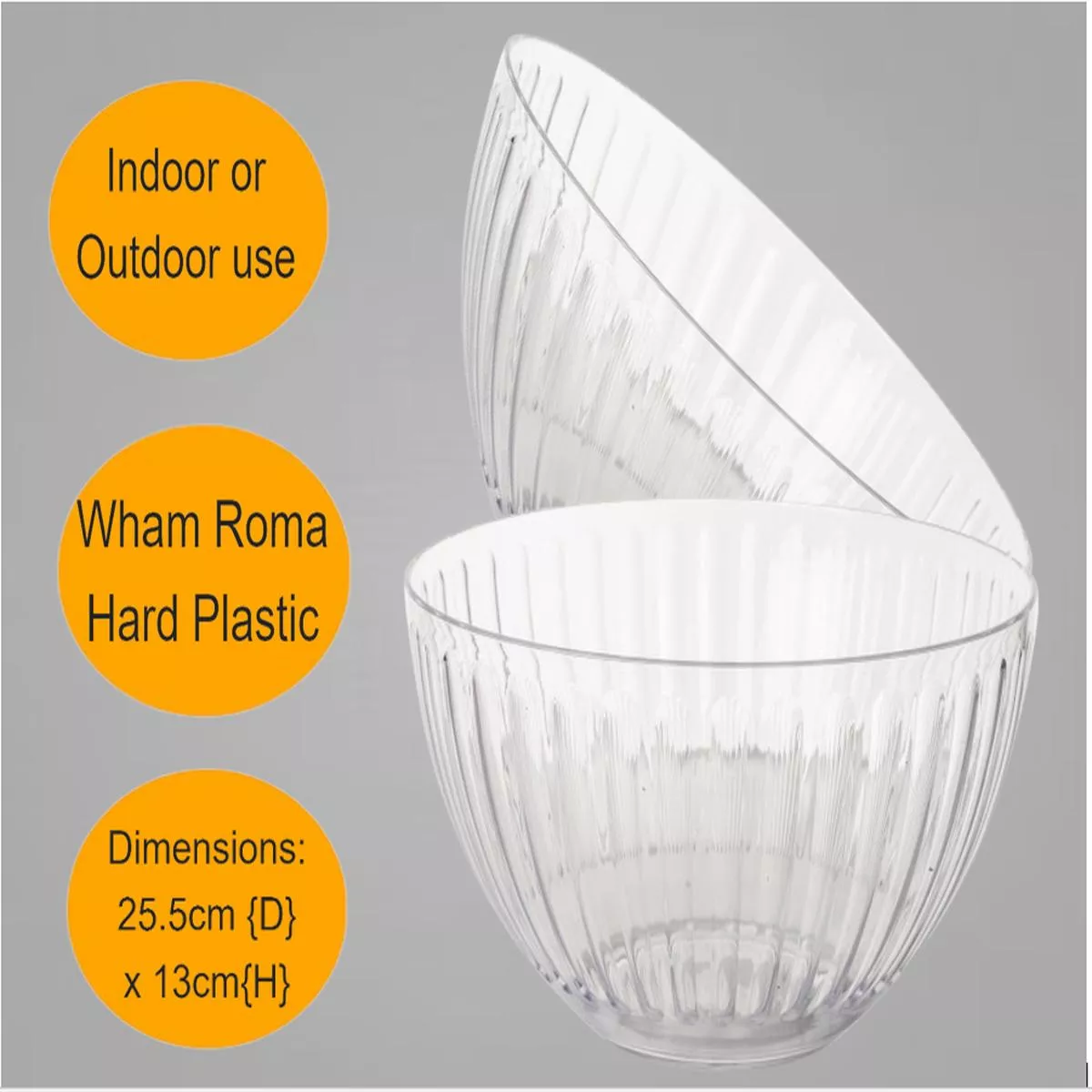Wham Roma Clear Large Bowl 4L- Ideal for Salads, Rice, Pasta or Triffles. – Default Title