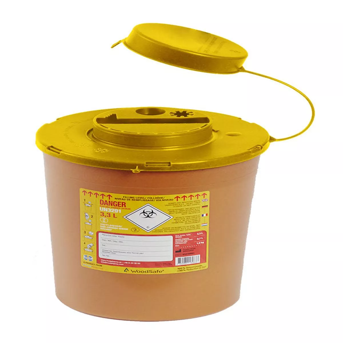 Woodsafe Sharps Bin 3 Litre Brown 3L