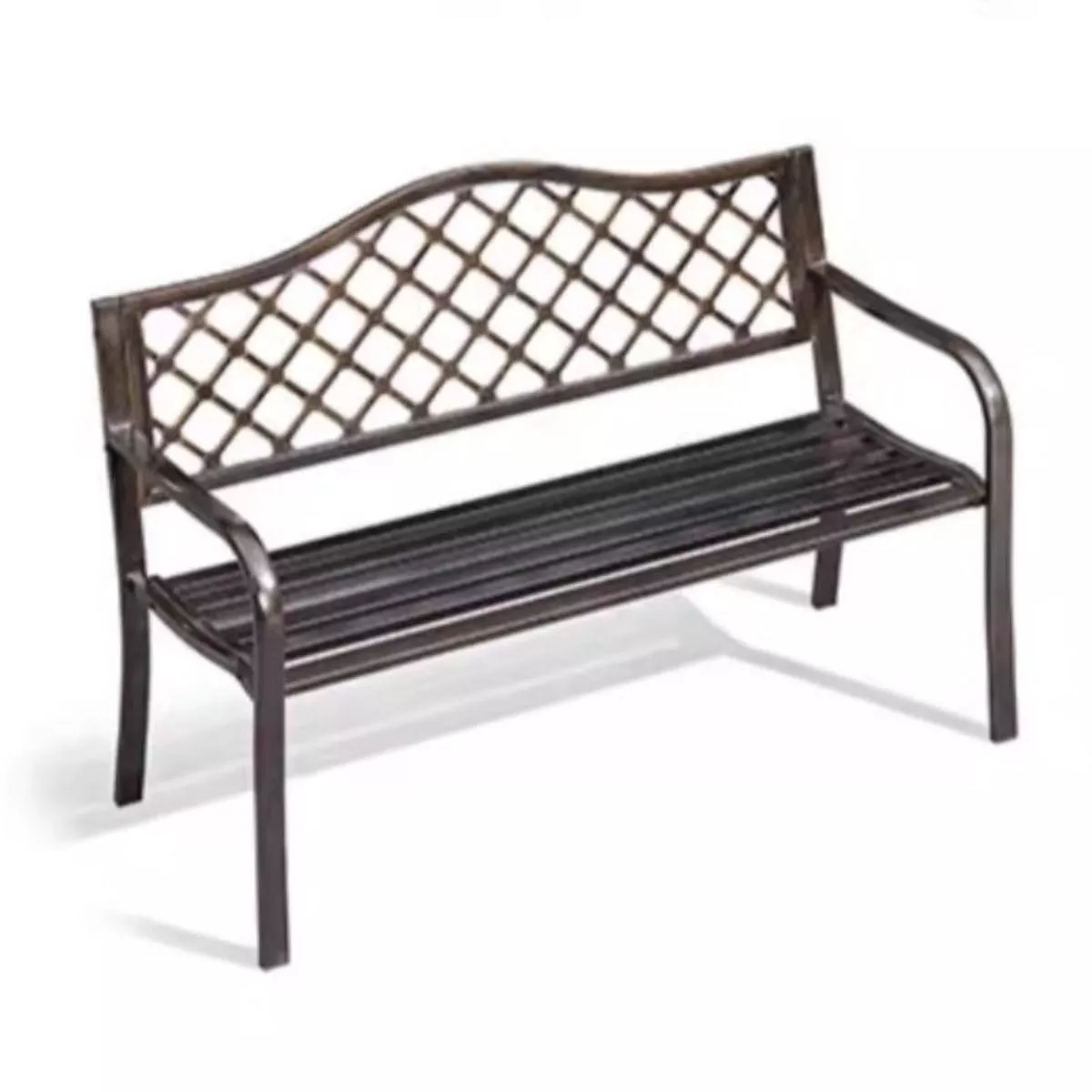 Wrought Iron Bench No.1 – Square grid backrest