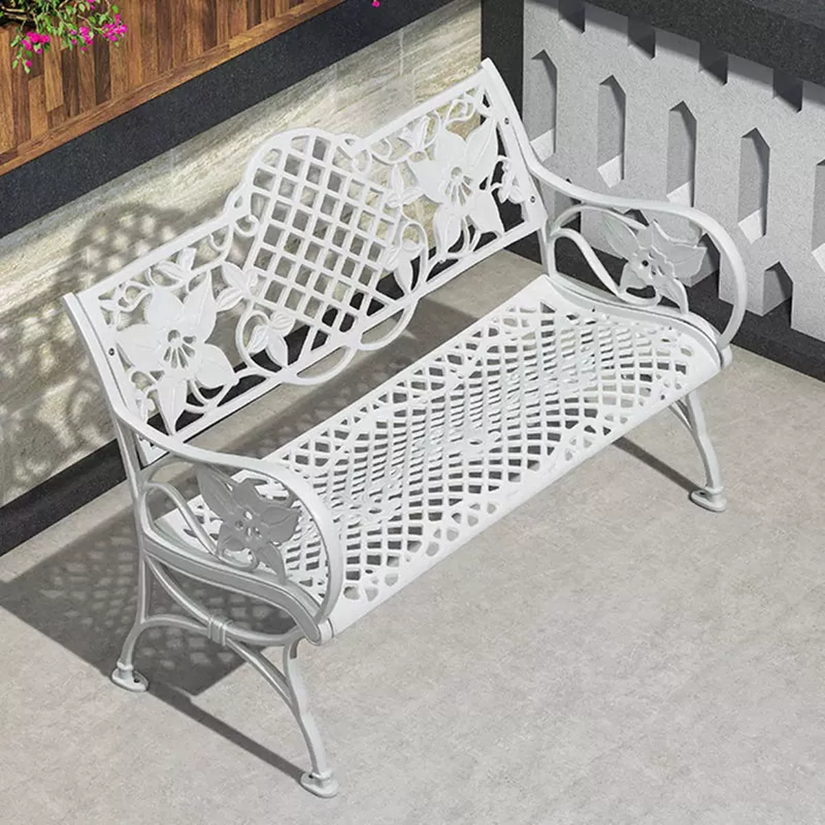 Wrought Iron Bench No.2 – White