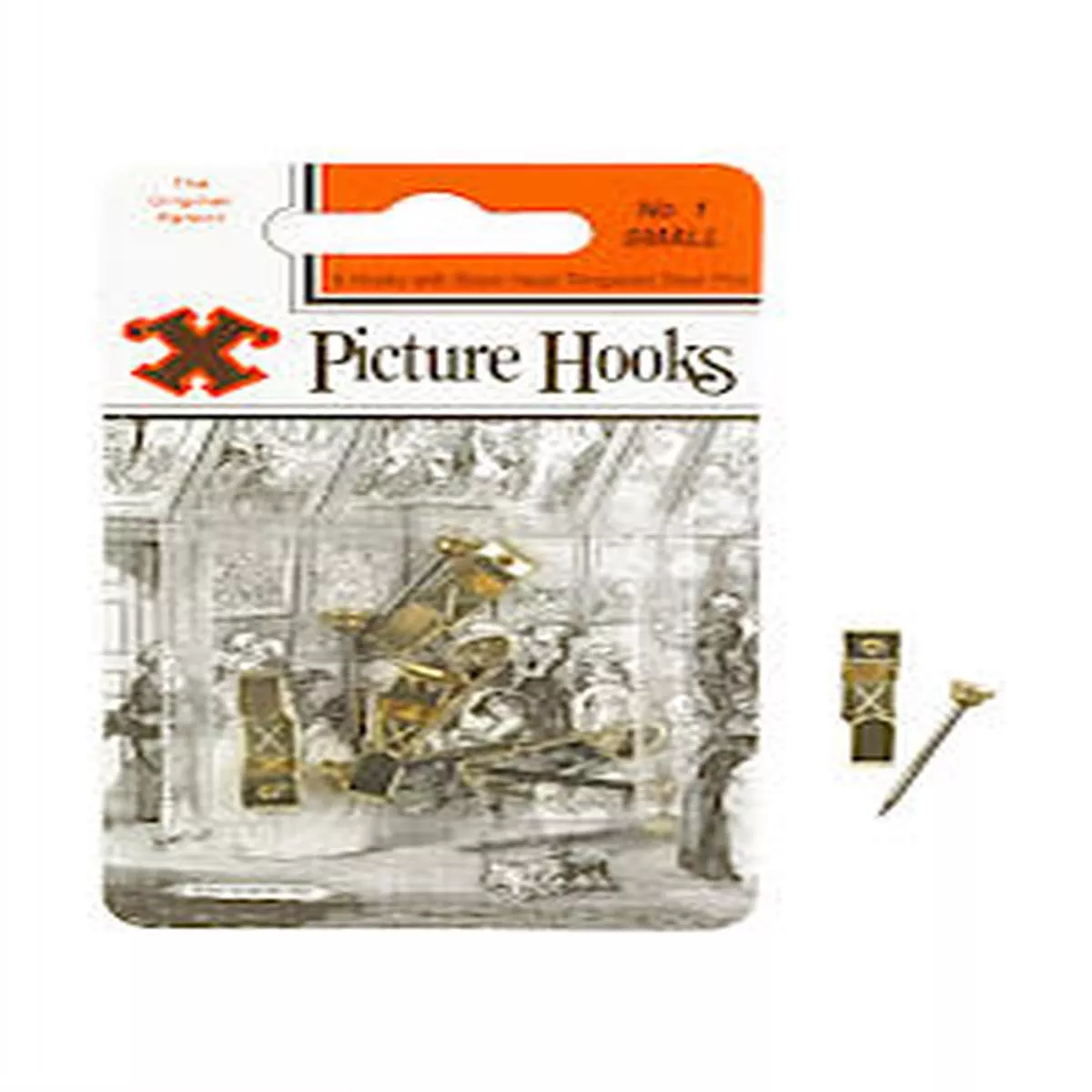 X Picture Hooks No.1 Brass Plated 5 Pack Blister – 12822 – 12