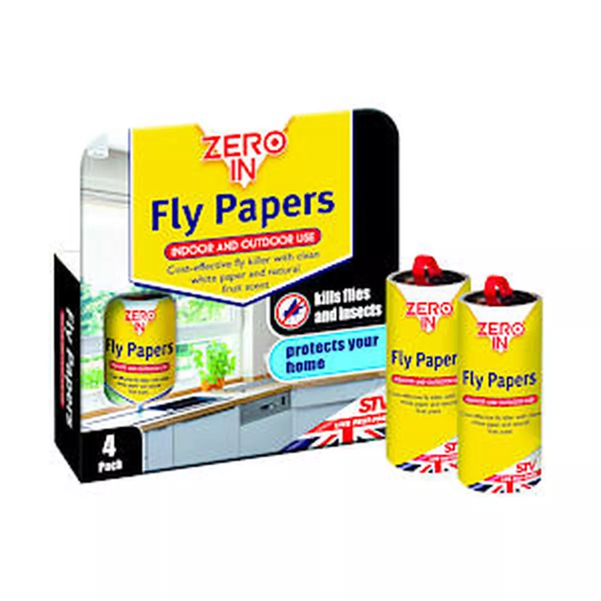 Zero In Fly Papers Fsc – 4 Pack, White – 1