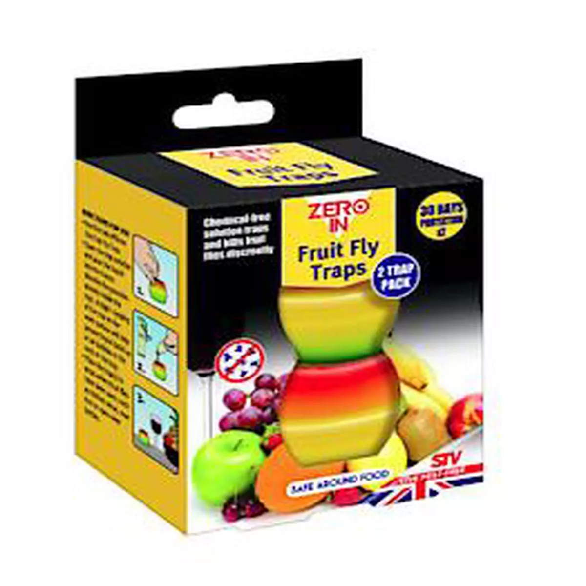 Zero In Fruit Fly Trap – Ready-Baited Indoor Fly Catcher, Apple-Shaped Twin Pack – 6