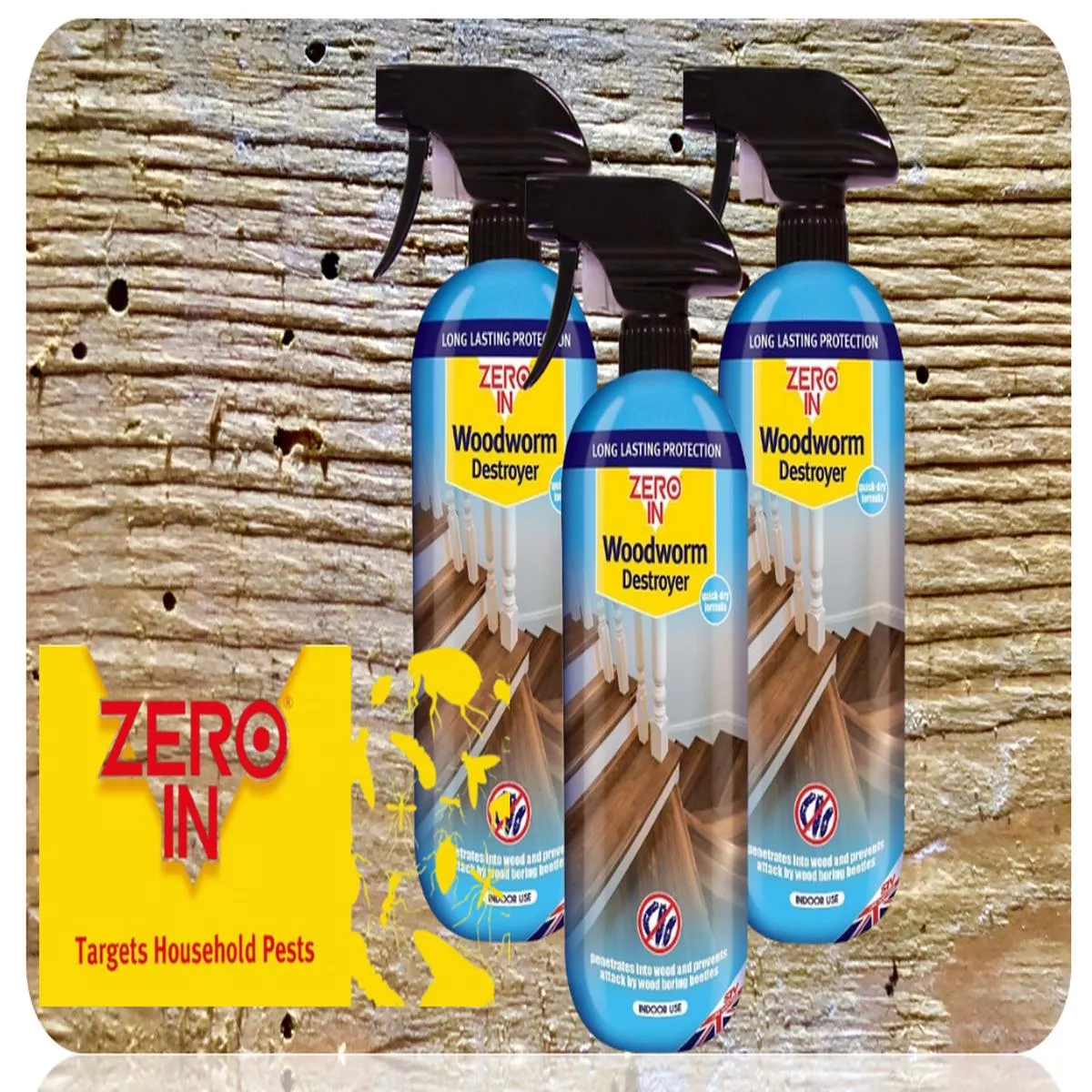 Zero In Woodworm Destroyer1 Litre Ready to Use | Woodworm Termites & Beetles | ZER993