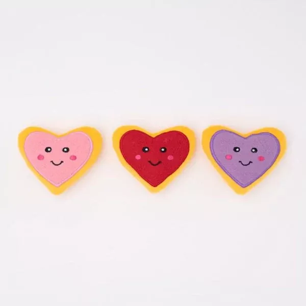 Zippy Paws Valentines Miniz Heart Cookies 3 Pack