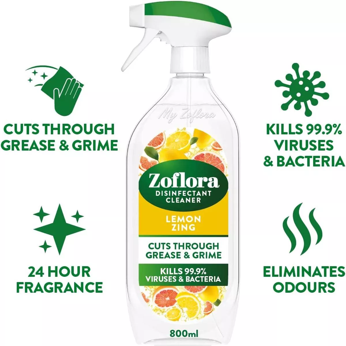 Zoflora Lemon Zing Multipurpose Disinfectant Trigger 2 x 800ml – 3